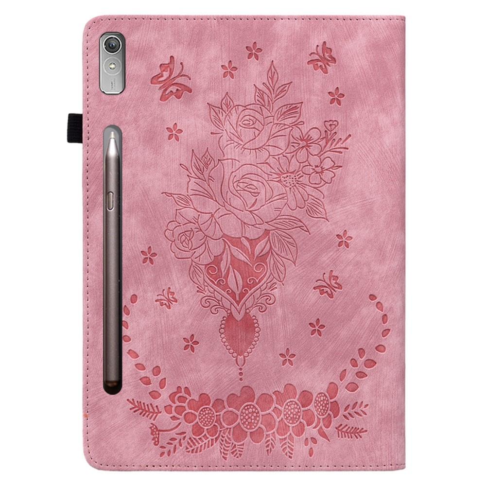 Lenovo Tab P12 Case, Rose and Butterflies, Light Pink