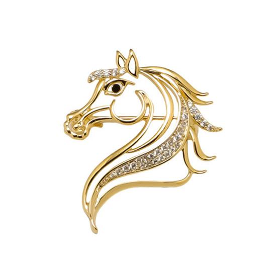 Yousheng Horse Head Brooch Sparkling Hollow-out Horse Brooch Rhinestones Embellished Brooch Pin Clothing Accessory Gift for Horse Lovers