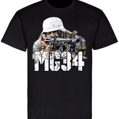2024 Стрелок Зимний Камуфляж Пулемет MG34 Футболка Летний Хлопок Короткий Рукав Круглый Вырез Мужская Футболка Новая S-5XL Большие Размеры Одежда