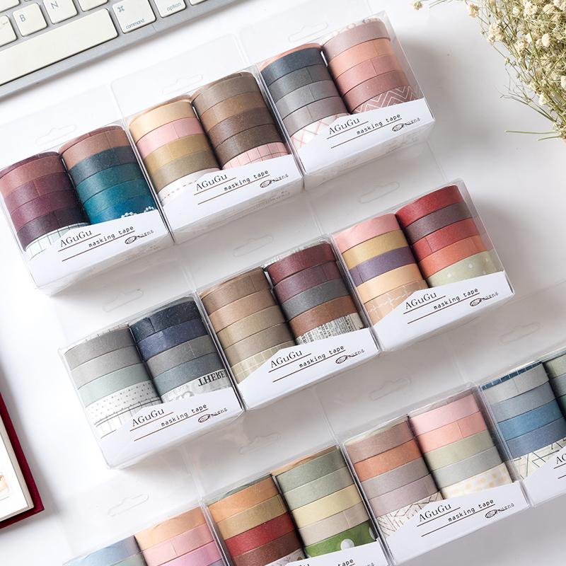 10pcs Basic Color Paper Washi Tape Set 10mm 25mm Rainbow Adhesive Masking Tapes Stickers Decoration Album Diary A6174