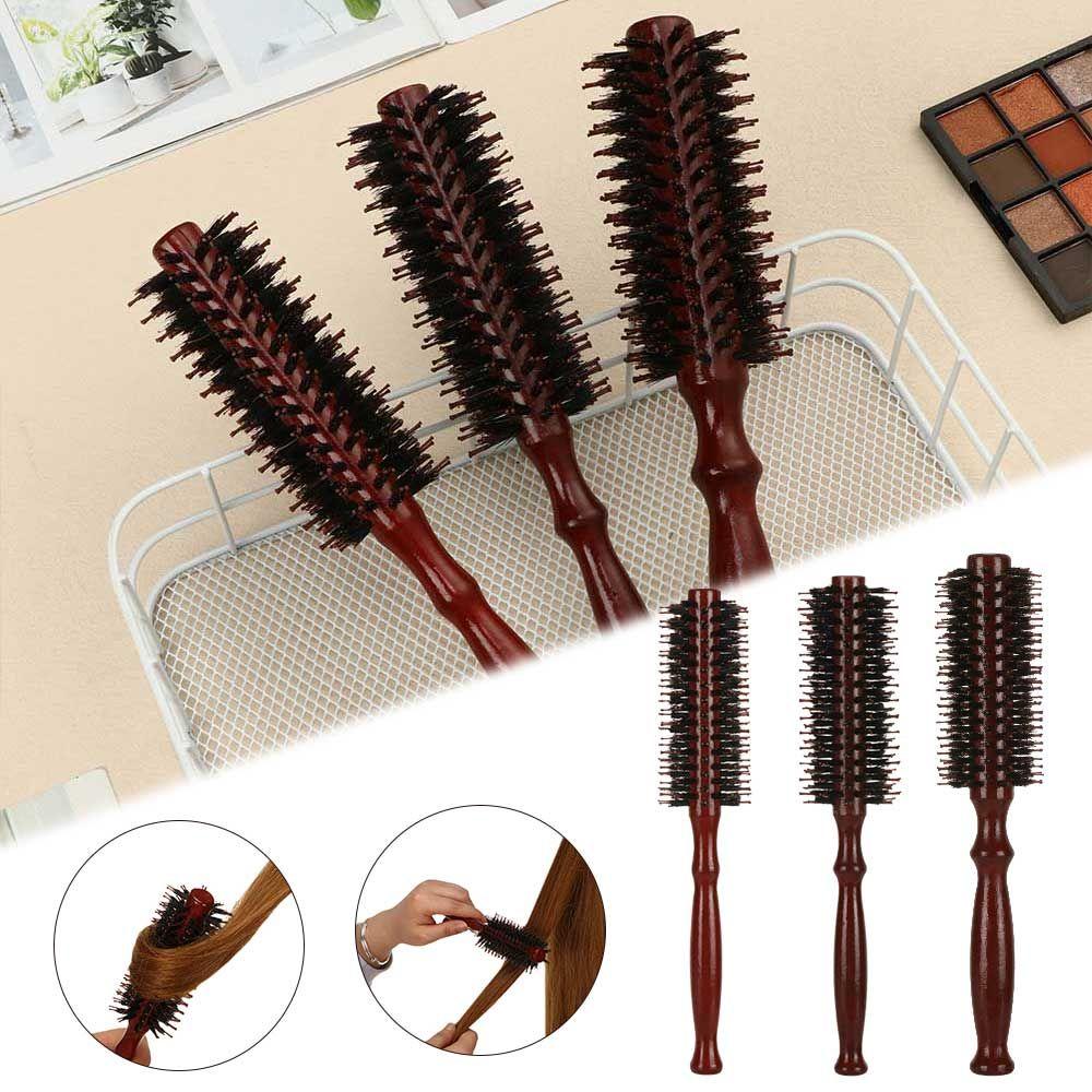 Portable Wooden Hairdressing Tool Hairbrush Boar Bristle Round Brush Round Hair Brush Styling Brush