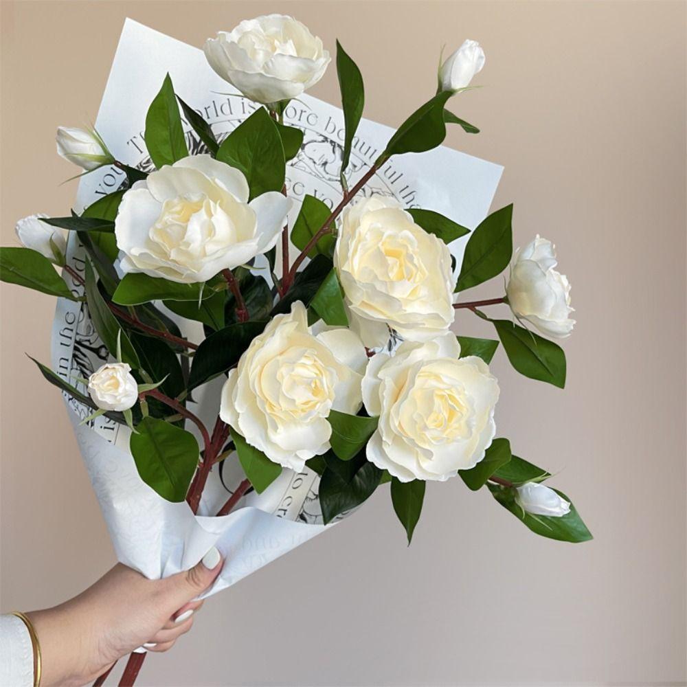 Искусственные ветки гардении с эффектом реального прикосновения, ручная работа, искусственные цветы, декор для отеля, ресторана