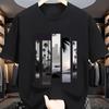 2025 Men's Summer 100 Cotton Fashionable Casual Sports Loose Plus Size Letter Pattern Printed Round Neck Short Sleeved T-shirt