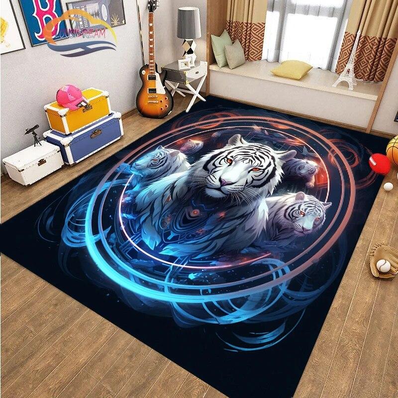 Коврик для пола с изображением животных, крутой тигр, модный ковер с рисунком для украшения дома, подарки, нескользящий коврик для гостиной и детской кровати