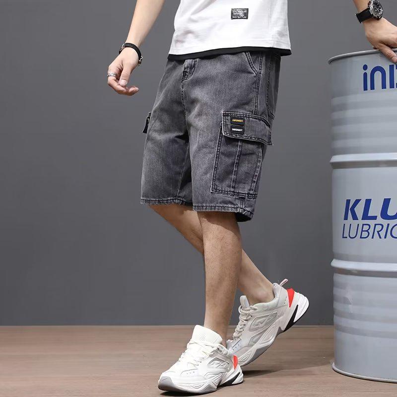 Men's Summer Japanese Fashion Denim Multi-Pocket Loose Shorts