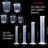 Lab Plasticware Set,4 Clear Plastic Graduated Cylinders with 5 Beakers +1 Brush