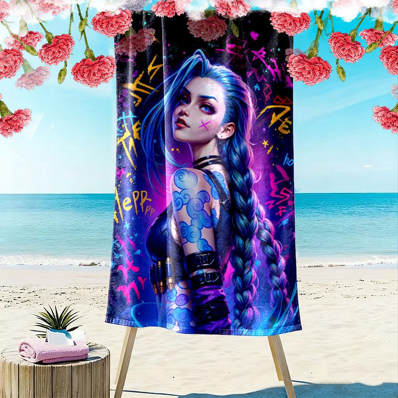 Jinx Print Beach Towel, Large Soft Quick Dry Towel for Beach Camping Swimming