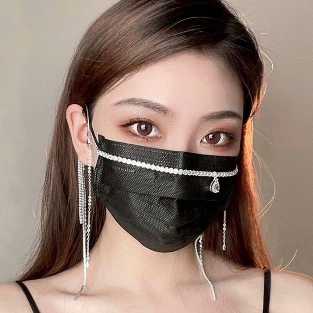 Металлические серьги-подвески со стразами, нестандартные, модные, с цепочкой для лица, ювелирные изделия, аксессуар