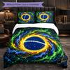 Brazil Football Pattern 3 Pieces Bedding Set Soft Microfiber Duvet Cover with Pillow Cases for Bedroom