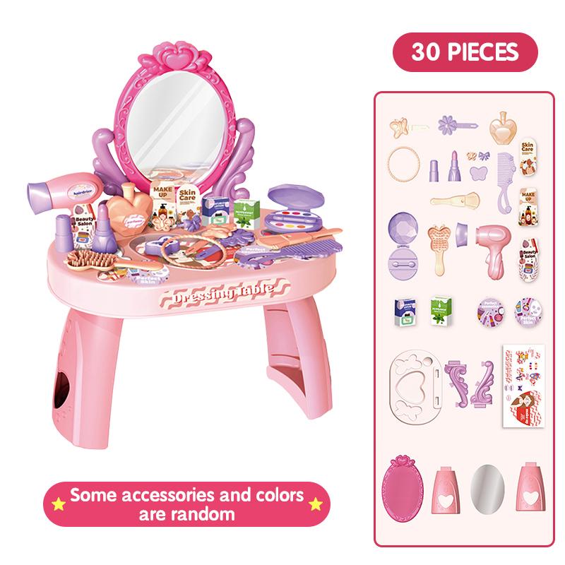 Non-Toxic 30Pcs Kids Dressing Table Toy Children Simulation Home Makeup And Makeup Jewelry Box Pretend Play Toys For Children Birthday Gift