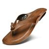 Brand Outdoor Men's Fashion Cowhide Comfortable Soft Bottom Flip Flops Summer Classic Style Men's Breathable Anti Slip Slippers