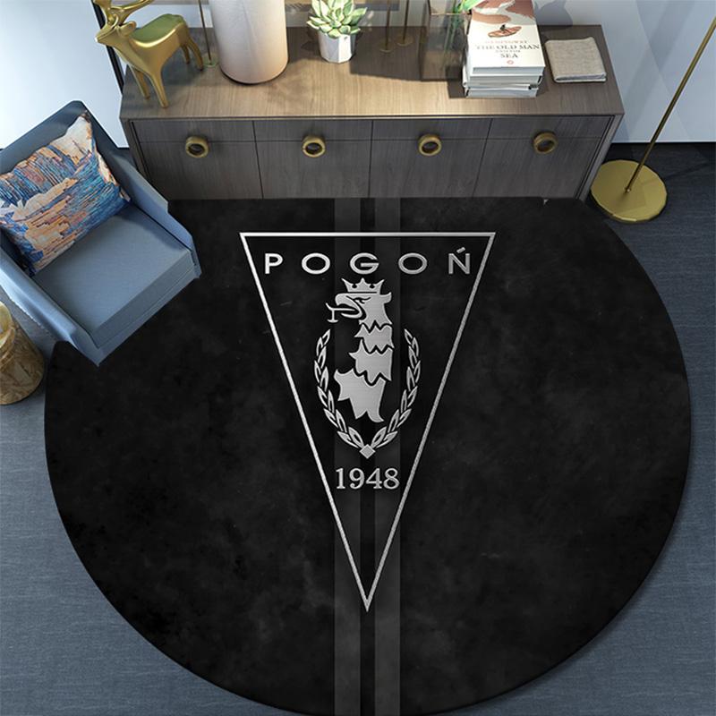Круглый ковер Pogoń Szczecin, Ковер для гостиной, спальни, дивана, игровой комнаты, Декор, Нескользящий коврик