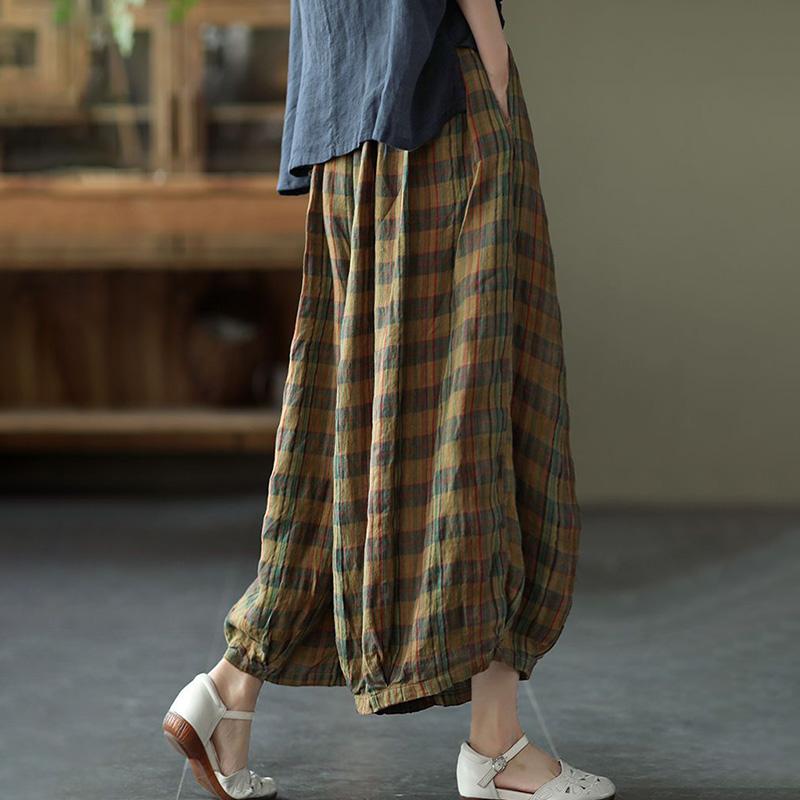 Летние женские хлопковые брюки, свободные брюки большого размера, широкие брюки, свободные повседневные брюки, брюки с высокой талией, утягивающие брюки-фонарики