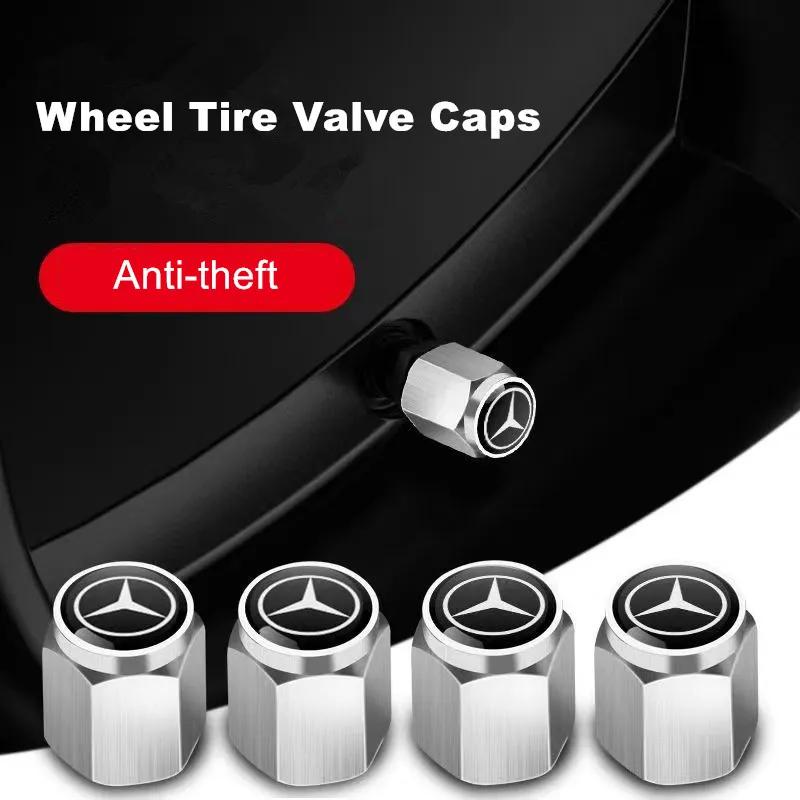 4pcs Metal Car Wheel Tire Valve Caps Stem Case Covers For Mercedes Benz B/C/E/S Class A Class C200L GLC GLK CLA Accessories XX1