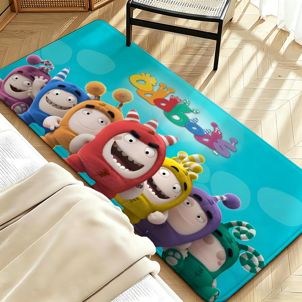 Cartoon O-Oddbods Floor Mat Soft Flannel Entrance Door Mat Non Slip Absorbent Bathroom Bedroom Floor Rug