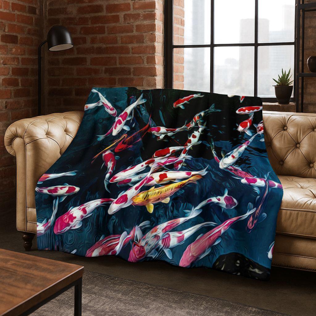 Роскошное Мультяшное Фланелевое Одеяло с Рыбами Кои и Инь-Ян, Уютное Мягкое Плед для Дома, Спальни, Кровати, Дивана, Подарок Ребенку