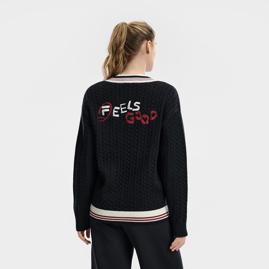 Fila Теннисная Мода Минималистичный Классический Ретро Спортивный Колледжный Стиль Повседневный Универсальный Удобный Вязаный Свободный Свитер Унисекс свитер A11U613401FNV