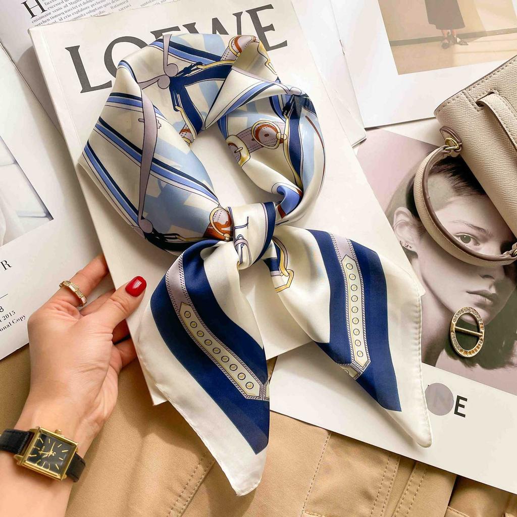 [Complete Works] Black and white simple cashew flower silk scarf premium waist ethnic style waist scarf decorative headscarf scarf workplace