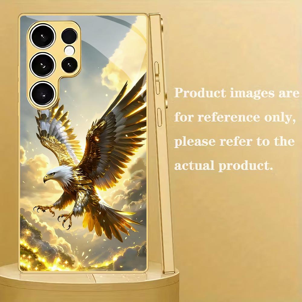 Электроplated стеклянный чехол для телефона с изображением орла, подходит для Samsung Galaxy S26 S25 S24 S23 S22 S20 FE/Ultra/Plus 5G, противоударная задняя крышка