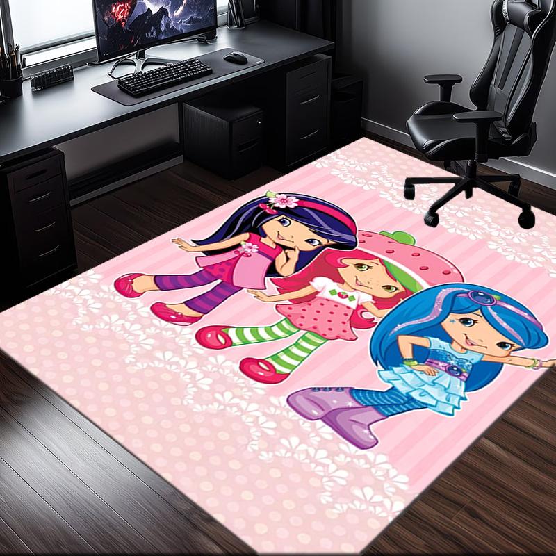 Straw-berry Sweet Moment Rug Office Carpet Non-Slip Mat, Chair Rug Floor Covering for Gaming, Bedroom, Living Room , Home Decor Christmas Gift