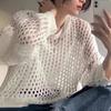 Spring and Summer New Knit Sweater Hollow, Sunscreen Female Thin, Loose Niche Chic Drape Long-sleeved Smock Tops