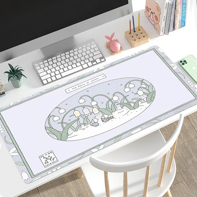 Cute Green Anime Mouse Pad Gaming Large Home New HD Mousepads XXL 90x40cm keyboard pads Office Soft Non-Slip Carpet PC Mice Mat
