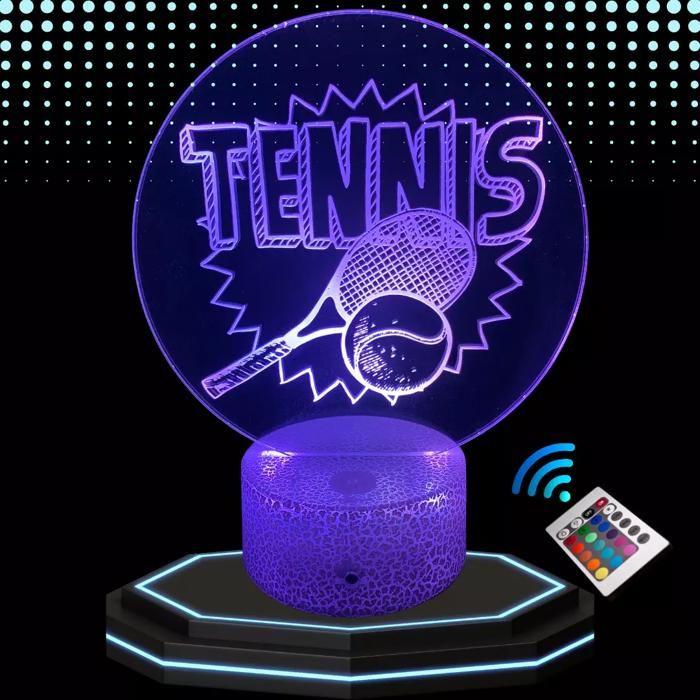 Lampe de chevet led - sport tennis - 3d - tactile - rechargeable usb - 16 couleurs
