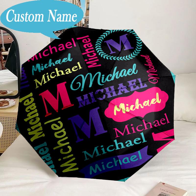Custom Name Umbrella Purple Elephant  Umbrella 8-Frame for Travel, Camping, Casual Lightweight Portable, Essential for Family Gifts