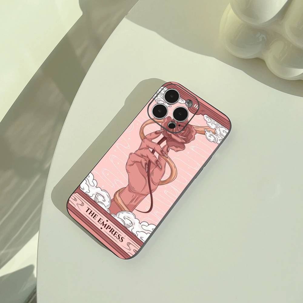 Эстетичный чехол для телефона с таро для iPhone 17,16,15,14,13,12,11 Pro Max, Легкий и практичный, Мягкий черный чехол