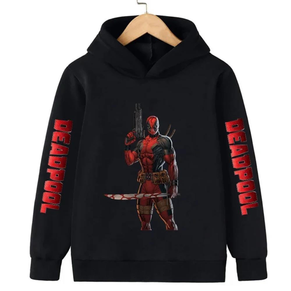 Deadpool Graphic Kids Hoodies Boys Fashion Pullover Autumn Clothing Cartoons Casual Clothes Girl Tops Sweatshirts