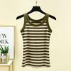 Повседневные женские облегающие майки с тонкими бретелями, модные майки без рукавов, свободные летние майки с круглым вырезом, полосатые майки