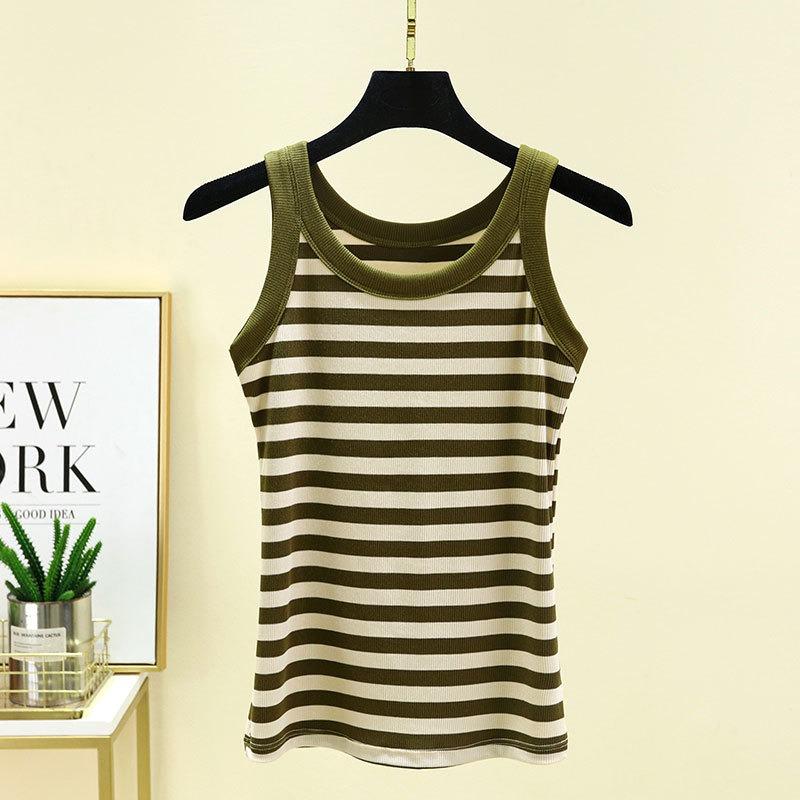 Повседневные женские облегающие майки с тонкими бретелями, модные майки без рукавов, свободные летние майки с круглым вырезом, полосатые майки