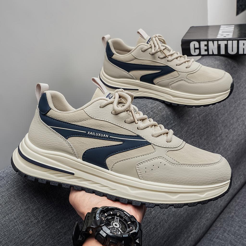 Men PU Casual Sport Shoes Athletic Walking Sneakers Sizes 39-44 for Walking Training Commuting Travel and Everyday Wear