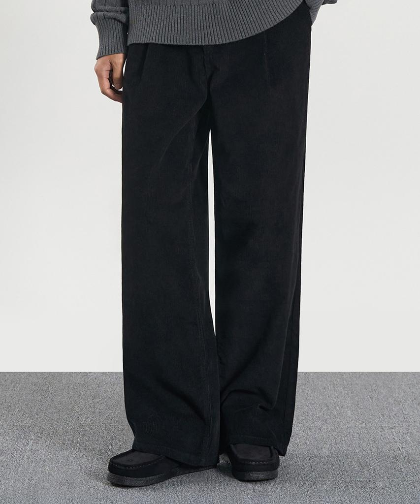 EXCONTAINER Широкие вельветовые брюки с одним защипом (черный)