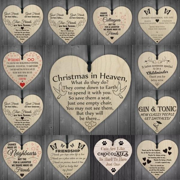 14 Style Wooden Hanging Gift Pendant Family Friendship Love Sign Wine Tags Decor