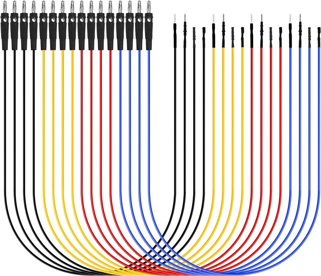 Banana Plug Jumper Wires Kit, 16pcs 4mm Stackable Breadboard Jumper Test Lead, Male To Female, Universal Breakout Test Leads