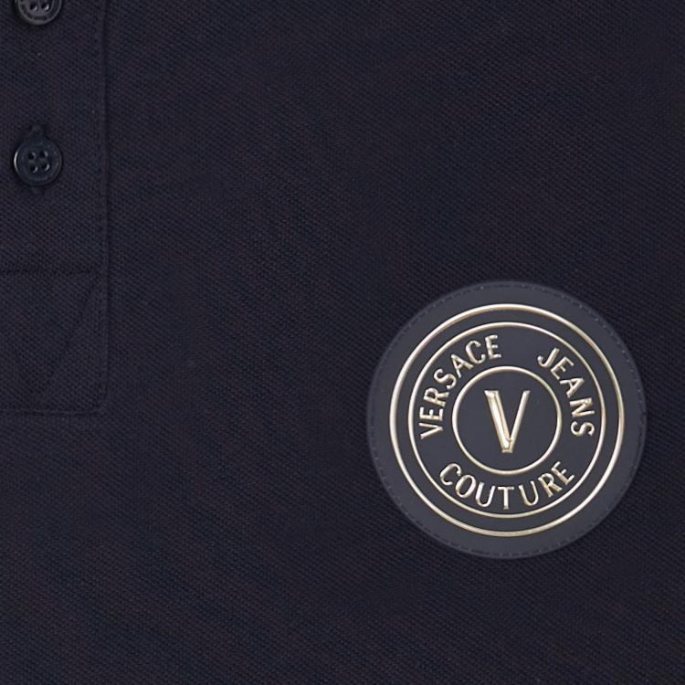 VERSACE JEANS COUTURE SS23 Polo Shirt Men's Black 74GAGT0-8CJ01TB-CSG89