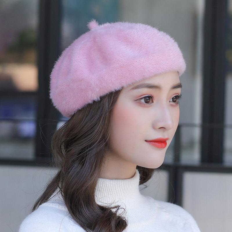 Imitation Mink Women Autumn and Winter Beret British Fashion Trendy New Painter Hat Spring and Autumn Bud Hat