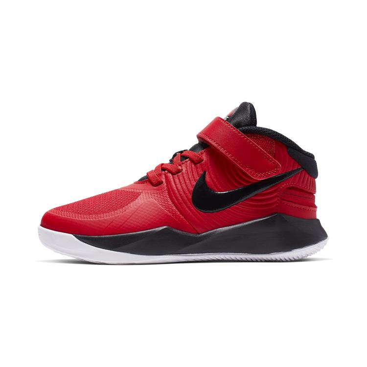 Nike Команда Hustle D 9 FlyEase Скользкие Устойчивые к истиранию Средние Баскетбольные кроссовки Красные Черные (унисекс) Детские баскетбольные кроссовки BV2951 600