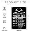 1 item: Funny tinplate wall hanging for car repair shops; humorous slogans about mechanic hourly rates; decorative wall painting