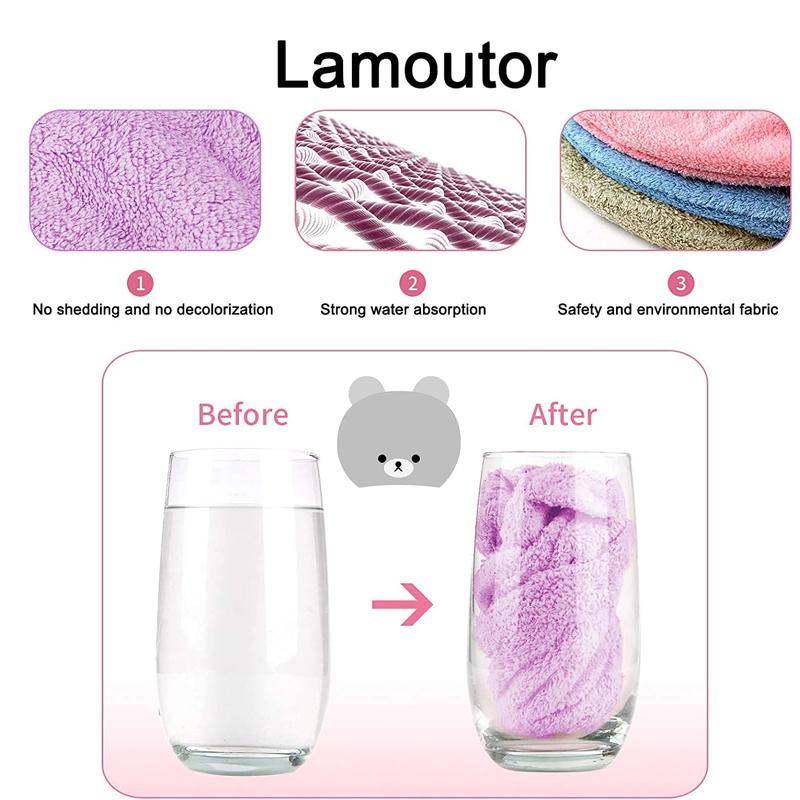 Quick-Drying Absorbent Hair Drying Cap for Women - Thick Microfiber,  Cute Bear Embroidery, Shower Head Towel