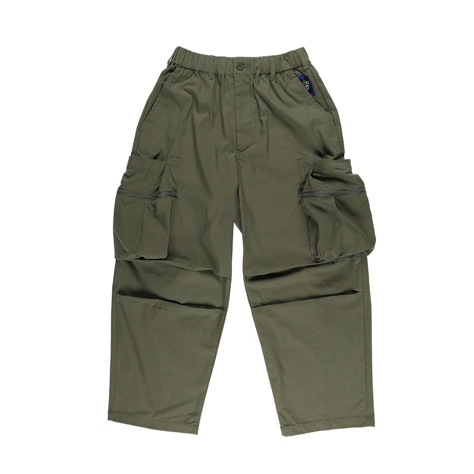 OURPOCKETS Grid Chino Pockets Balloon Fit Pants (Khaki)