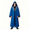 Halloween Gothic Hooded Robe Costume With Chain Detail Medieval Wizard Priest Cosplay Outfit Party