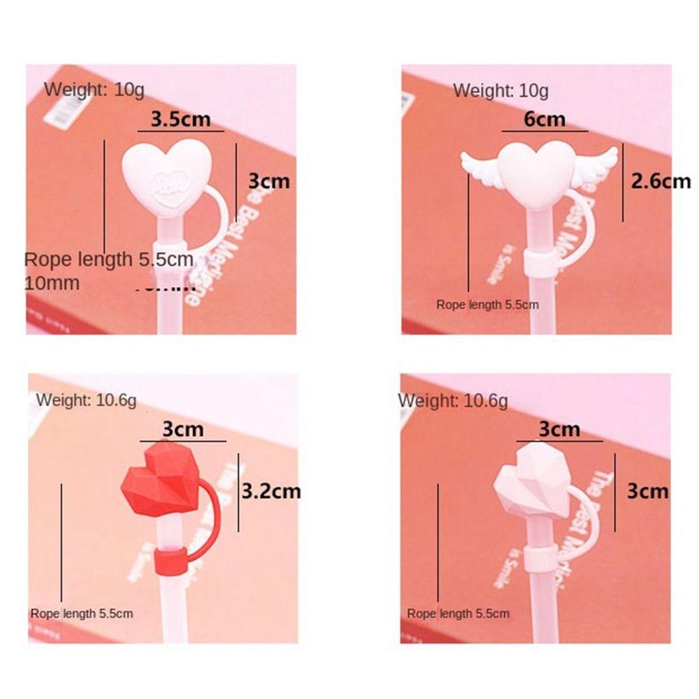 Silicone Drinking Dust Cap Heart-shaped Straw Tips Cover New Silicone Straw Plug  Bottle