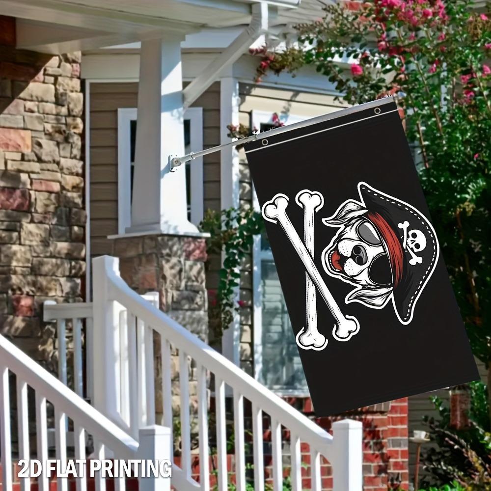 2D Flat, 1pc Pirate Dog Flag - 2D Flat Printed Polyester Lawn Ornament with Skull and Crossbones Design, No Electricity Required, Suitable for Yard, B