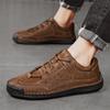 Brown Size 48 Handmade Leather Men Shoes Casual Comfortable Slip On Hiking Leather Shoe Flats Moccasins Walking Shoes