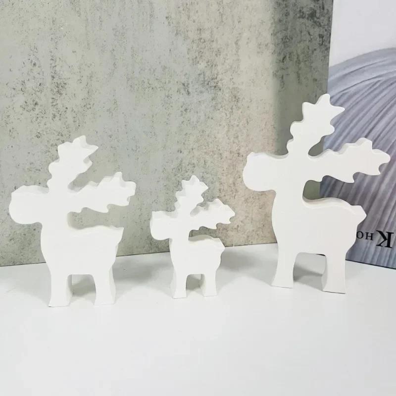 New Christmas Elk Ornament Silicone Mold DIY Christmas Deer Scented Plaster Candle Mold Resin Crafts Making Tools For Home Decor