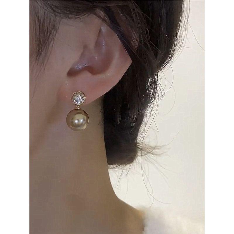 Niche Style Champagne Gold Zircon Best Selling Anti-Allergy Women's Pearl