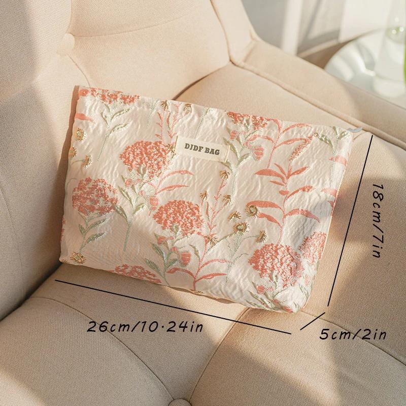 Эстетическая цветочная женская косметичка, большая вместительная сумка для хранения косметики, дорожный портативный органайзер, сумка для мытья посуды на молнии