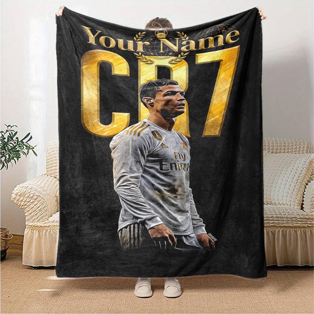 Cristiano Ronaldo (6) Personalized Name Blanket Multi-purpose Personalized Blanket Soft Warm Cozy for Chair Livingroom Couch Picnics